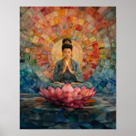 Buddhistische Göttin Guanyin Rainbow Mosaik Art Poster
