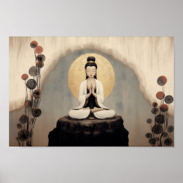 Buddhistische Göttin Quan Yin Minimalistische Kuns Poster