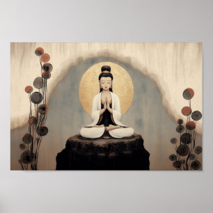 Buddhistische Göttin Quan Yin Minimalistische Kuns Poster