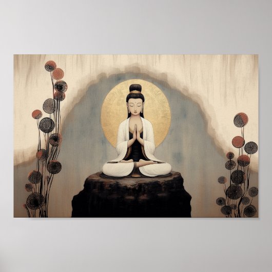 Buddhistische Göttin Quan Yin Minimalistische Kuns Poster (Vorne)