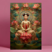 Buddhistische Göttin Quan Yin Pink Lotus Malerei A Poster
