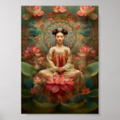 Buddhistische Göttin Quan Yin Pink Lotus Malerei A Poster (Vorne)