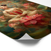 Buddhistische Göttin Quan Yin Pink Lotus Malerei A Poster (Ecke)