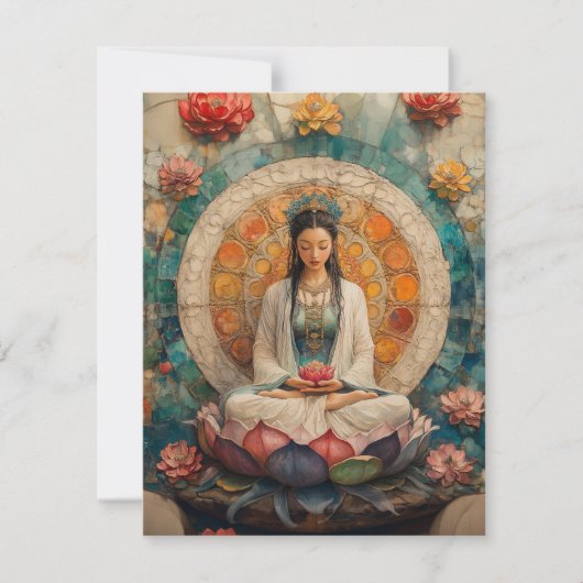 Buddhistische Göttin Quan Yin Portrait Malerei Art Einladung (Vorderseite)