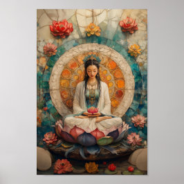 Buddhistische Göttin Quan Yin Portrait Malerei Art Poster