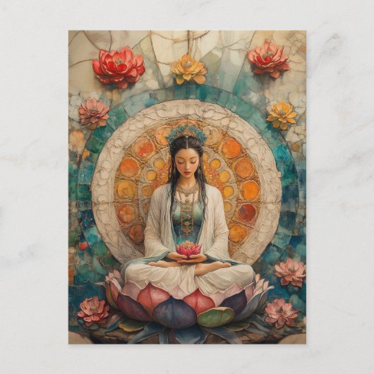 Buddhistische Göttin Quan Yin Portrait Malerei Art Postkarte (Vorderseite)