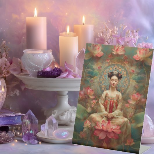 Buddhistische Göttin Quan Yin Portrait Malerei Art Sockelschild
