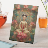 Buddhistische Göttin Quan Yin Portrait Malerei Art Sockelschild (In Situ)
