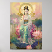 Buddhistische Göttin Quan Yin: Rosa Lotusgarten Poster (Vorne)