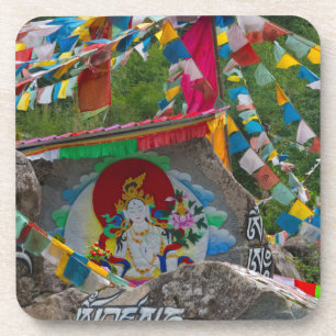 Buddhistische Malerei auf Felsen Getränkeuntersetzer