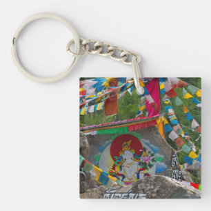 Buddhistische Malerei auf Felsen Schlüsselanhänger