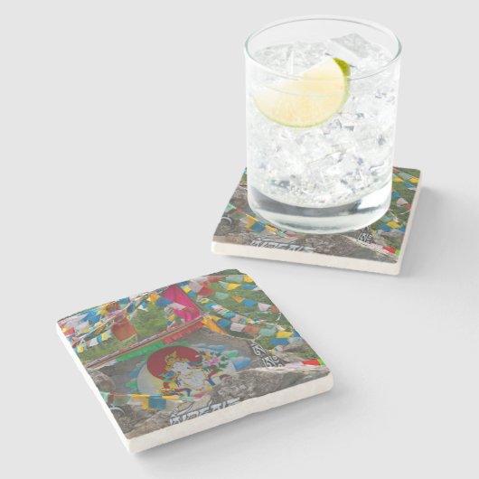 Buddhistische Malerei auf Felsen Steinuntersetzer (Seitenansicht)