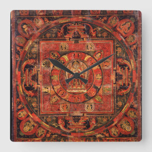 Buddhistische Mandala des Mitleids Quadratische Wanduhr