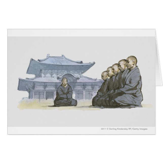 Buddhistische Mönche des Zens, die außerhalb des (Vorderseite (Horizontal))