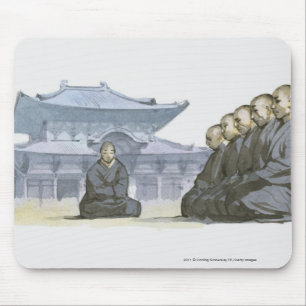 Buddhistische Mönche des Zens, die außerhalb des Mousepad