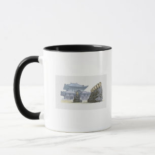 Buddhistische Mönche des Zens, die außerhalb des Tasse