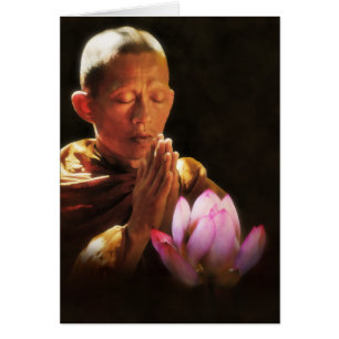 Buddhistische Mönche im Gebet und Lotus