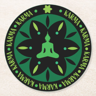 Buddhistische Religion Karma - Buddhismus - sechs  Runder Pappuntersetzer