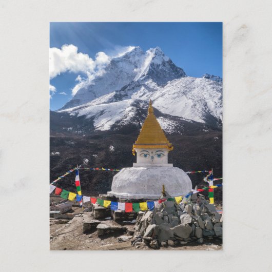 Buddhistische Schrein & Gebetsfahnen, Himalaya-Ber Postkarte (Vorderseite)