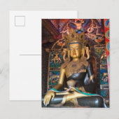 Buddhistische Statue im Kloster Litang Postkarte (Vorne/Hinten)