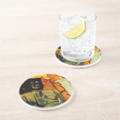 Buddhistische Statue im Temple Abstrakter Impressi Sandstein Untersetzer (Seite)