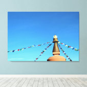 Buddhistische Stupa mit Gebetsfahnen in Leinwand g (Insitu (Holzboden))