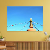 Buddhistische Stupa mit Gebetsfahnen in Leinwand g (Insitu (Wohnzimmer))