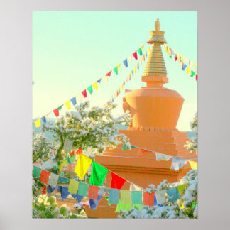 Buddhistische Stupie im Schnee Poster