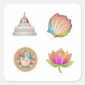 Buddhistische Symbole Quadratischer Aufkleber (Vorderseite)