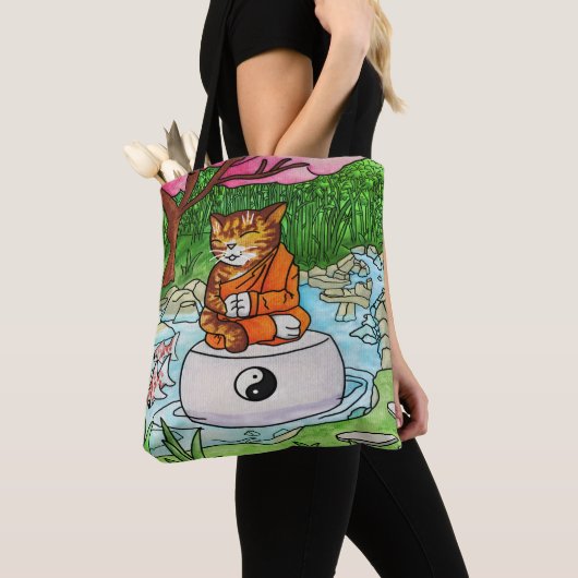 Buddhistische Tabby Meditation Cat Tasche (Von Nahem)