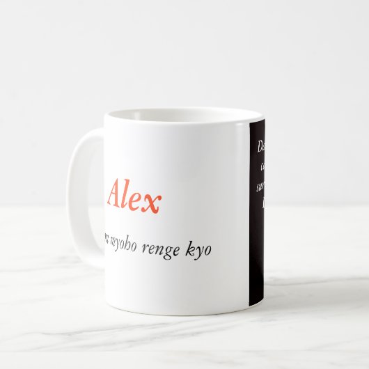 Buddhistische Tasse SGI - personalisiert (Vorderseite Links)