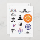 Buddhistische und Denkwürdigkeitssymbole Postkarte (Vorne/Hinten)