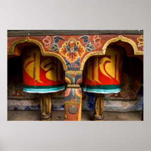 Buddhistischer betender Mönch, Bhutan Poster