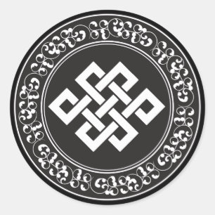 Buddhistischer Endloser Knoten Runder Aufkleber