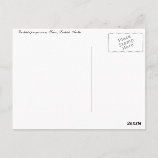 Buddhistischer Gebetsraum, Saboo, Ladakh, Indien Postkarte (Rückseite)