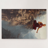 Buddhistischer Mönch, der das Jigsaw-Puzzle vermit Puzzle (Horizontal)