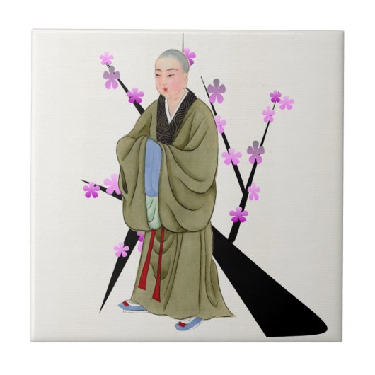 Buddhistischer Mönch Keramik Tile Fliese (Vorderseite)