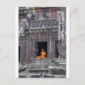 Buddhistischer Mönch meditiert Angkor Wat Postkarte (Vorderseite)