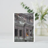 Buddhistischer Mönch meditiert Angkor Wat-Tempel Postkarte (Stehend Vorderseite)