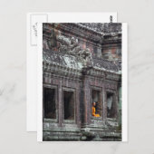 Buddhistischer Mönch meditiert Angkor Wat-Tempel Postkarte (Vorne/Hinten)