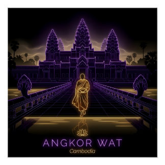 Buddhistischer Mönch von Angkor Wat - Kambodscha Poster