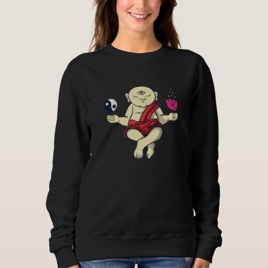 Buddhistischer Mönch Zen-Meditation Buddha Om Spir Sweatshirt (Vorderseite)