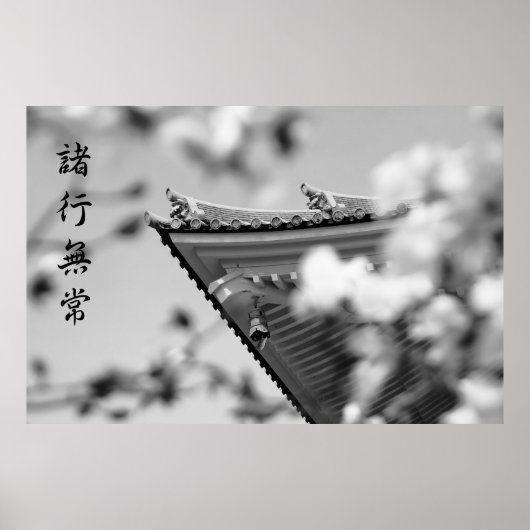 Buddhistischer Tempel Alles muss B & W Dach passie Poster (Vorne)