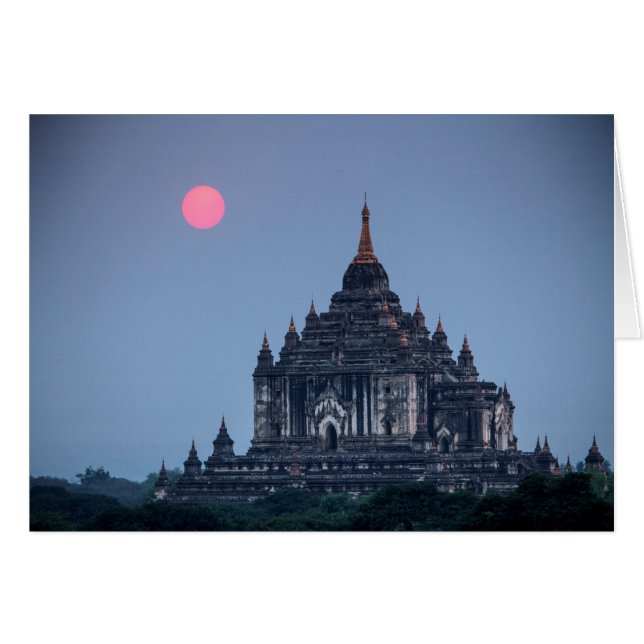 Buddhistischer Tempel am Sonnenuntergang (Vorderseite (Horizontal))