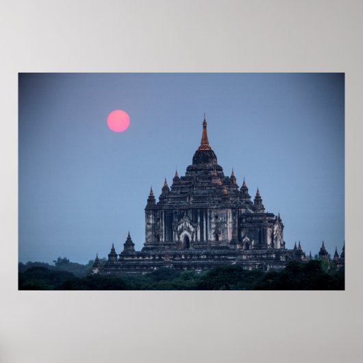 Buddhistischer Tempel bei Sonnenuntergang Poster (Vorne)