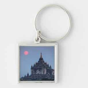 Buddhistischer Tempel bei Sonnenuntergang Schlüsselanhänger