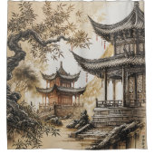 Buddhistischer Tempel Duschvorhang (Vorderseite)