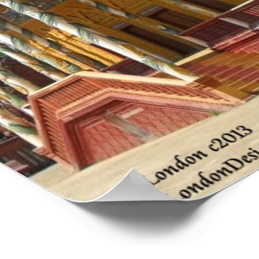 Buddhistischer Tempel in Kambodscha und berühmtes Poster (Ecke)