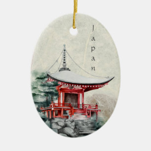 Buddhistischer Tempel Traditionelle Weihnachten Keramik Ornament
