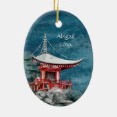Buddhistischer Tempel Traditionelle Weihnachten Keramik Ornament (Hinten)